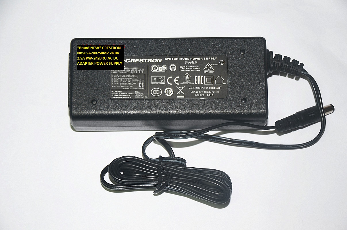 *Brand NEW* 24.0V 2.5A CRESTRON NBS65A240250M2 PW-2420RU AC DC ADAPTER POWER SUPPLY
